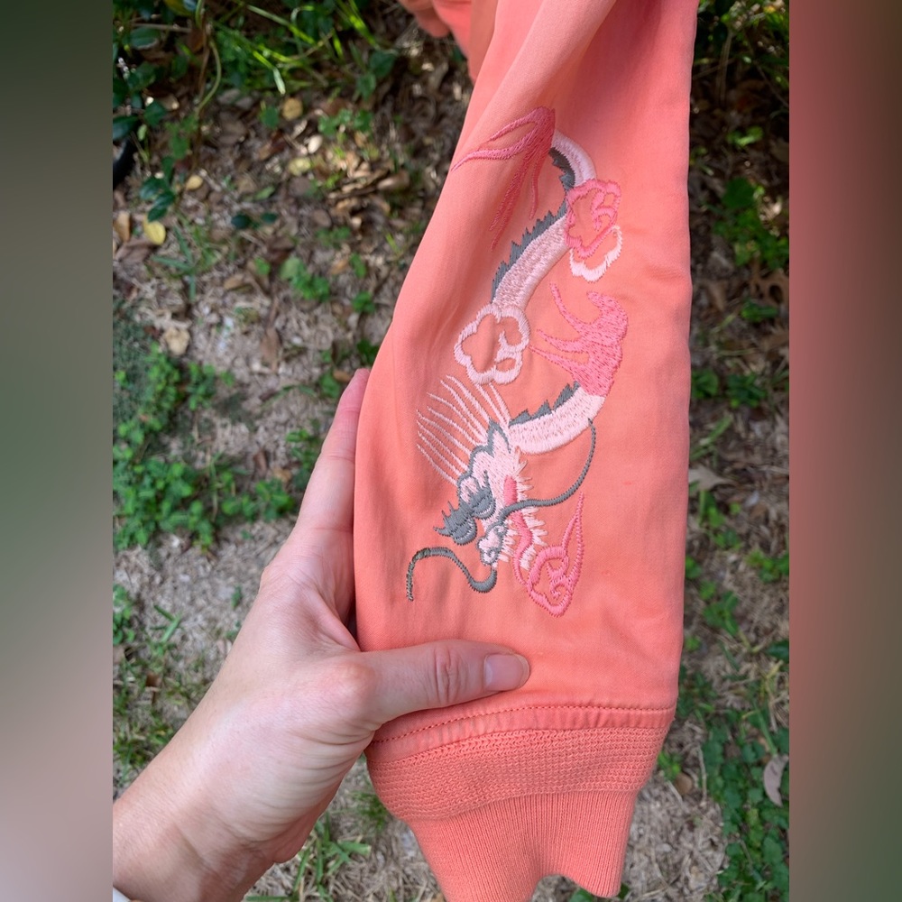 Incredible RRL salmon pink embroidered bomber jacket, 1, xs, Ralph Lauren - Picture 4 of 16